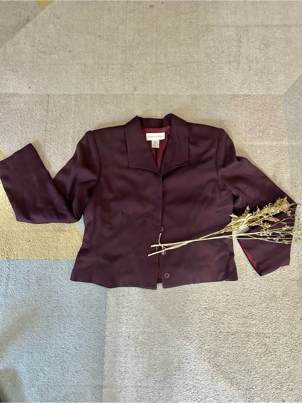 Casual Corner Plum Cropped Blazer